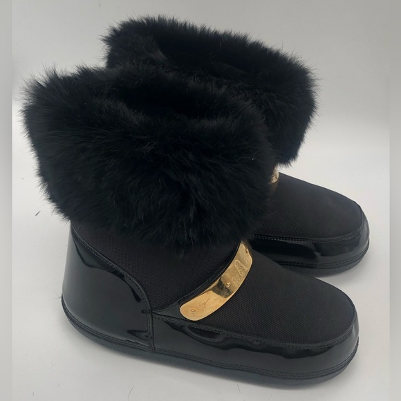 🔥Like-New Men’s Giuseppe Zanotti Moon Boots Faux Fur Black w Gold Accent Winter - Picture 8 of 10